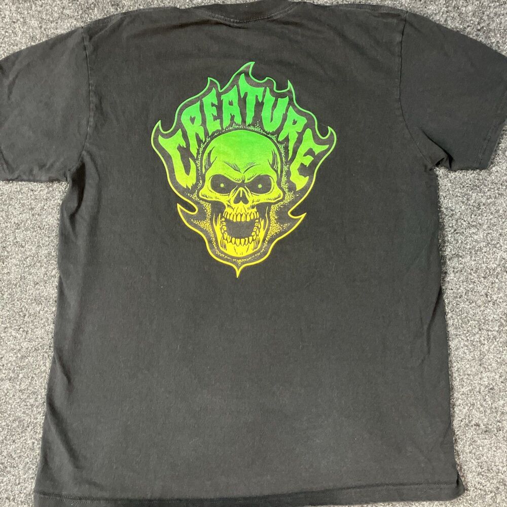 Creature Skateboards Bonehead Flame T-Shirt Black Large